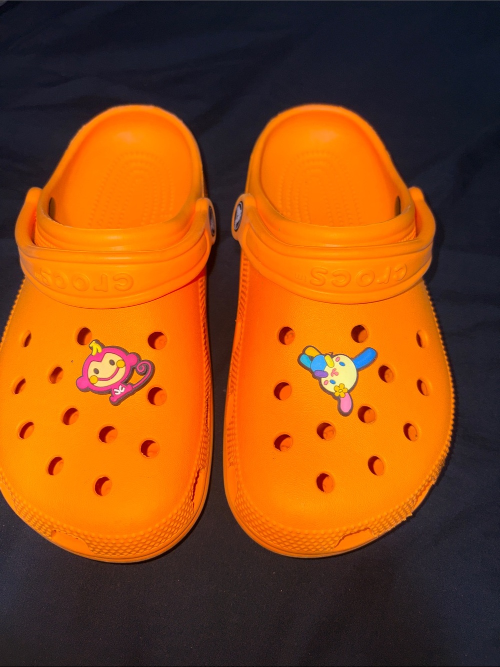 CROCS Women's Classic Clog in Bright Orange with Jibbitz